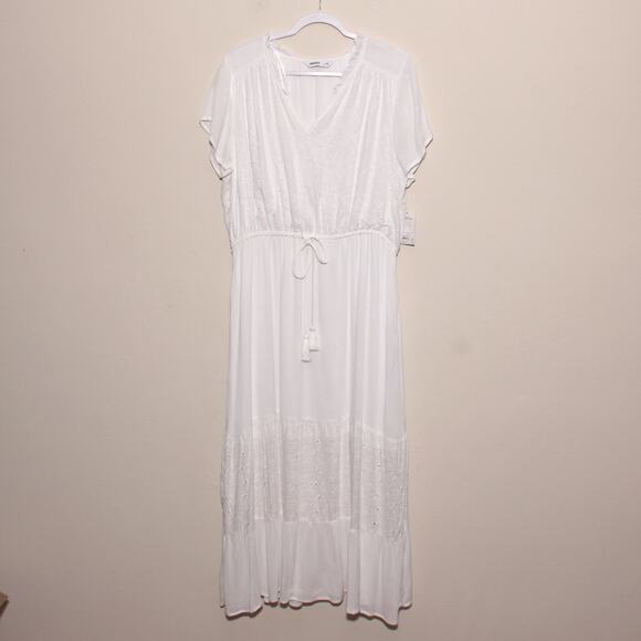 NEW Sonoma Tiered Boho Maxi Dress Size XXL Embroidered Short Sleeve - Picture 1 of 11
